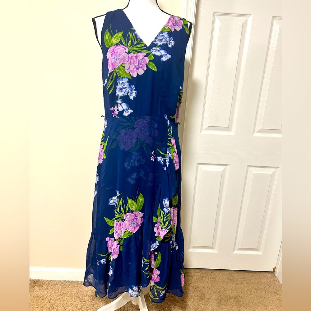 NWOT Talbots blue Floral Dress Sz 8